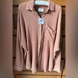 American Eagle Outfitters women’s Casual Tan Button-Down Shirt